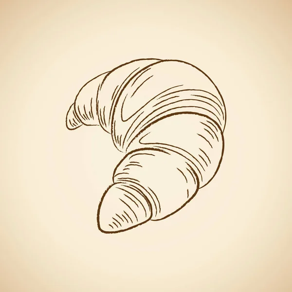Houtskool tekening van een croissant pictogram op een beige achtergrond Illus — Stockfoto