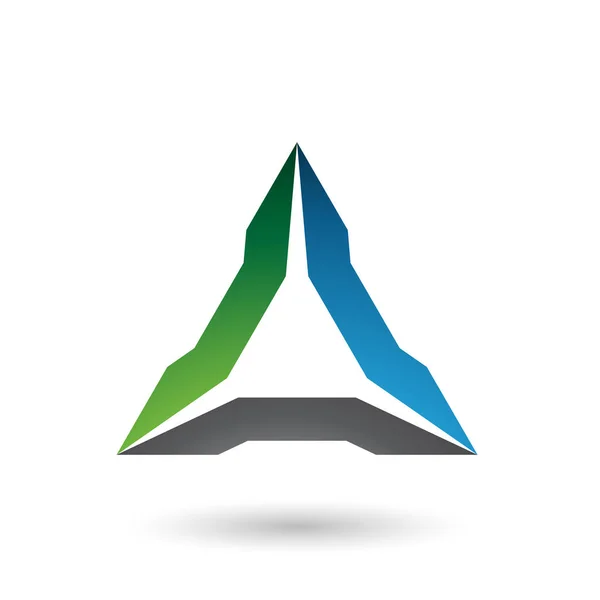 Groen blauw en zwart spiked driehoek illustratie — Stockfoto