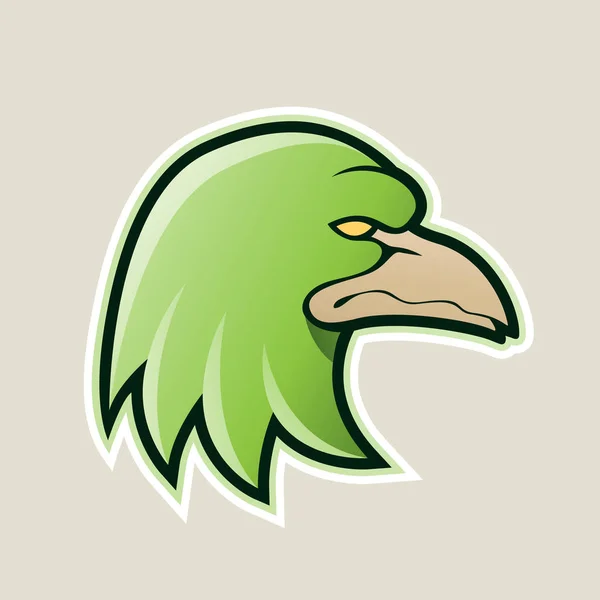 Ilustración de Icono de Dibujos Animados Cabeza Águila Verde —  Fotos de Stock