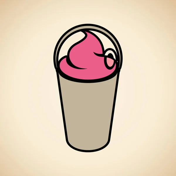 Milkshake marrom e rosa com um ícone de tampa isolado em um Bac bege — Fotografia de Stock