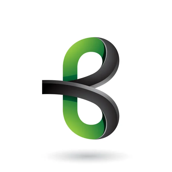 Zielona i czarna pogrubiona okrągła litera B ilustracja — Zdjęcie stockowe