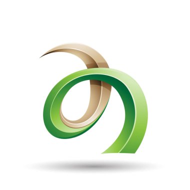 Yeşil ve bej sarmaşık gibi harf A simge kıvrılmış