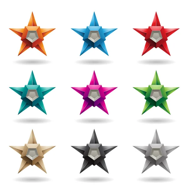 Estrellas en relieve coloridas con formas redondas de altavoz Illustrati —  Fotos de Stock