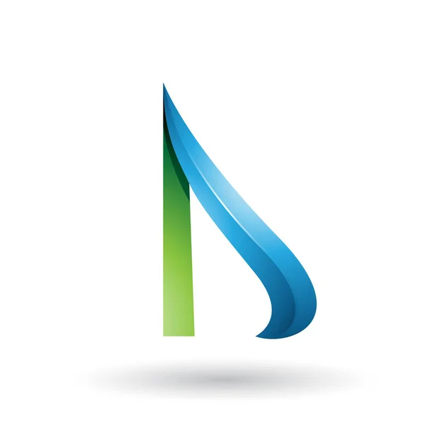 Green and Blue Embossed Arrow-like Letter D Ilustração — Fotografia de Stock