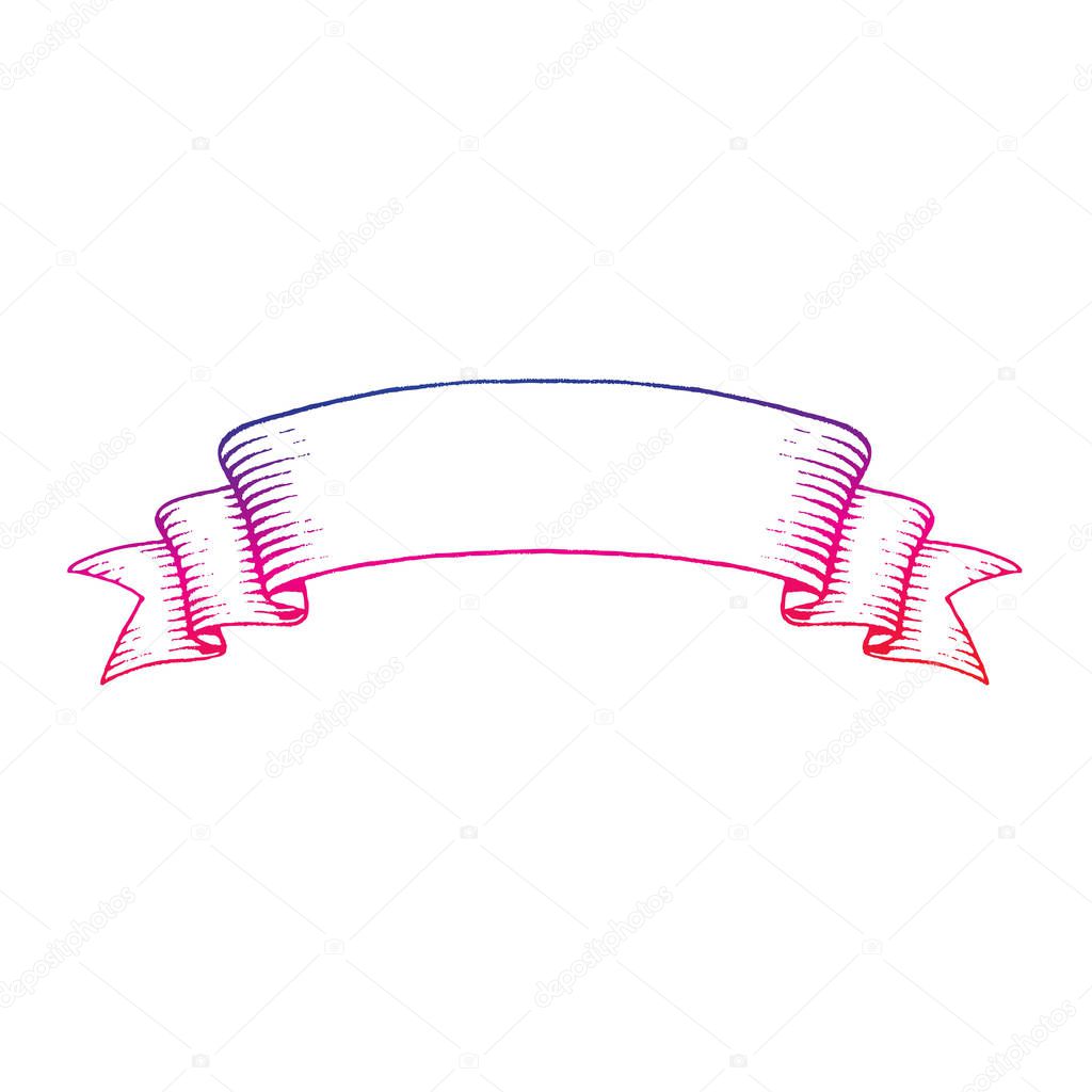 Illustration of Rainbow Colored Ink Sketch of a Banner isolated on a White Background