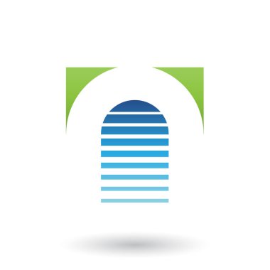 A Harfi İllüstrasyon için Yeşil ve Mavi Ters U Simgesi