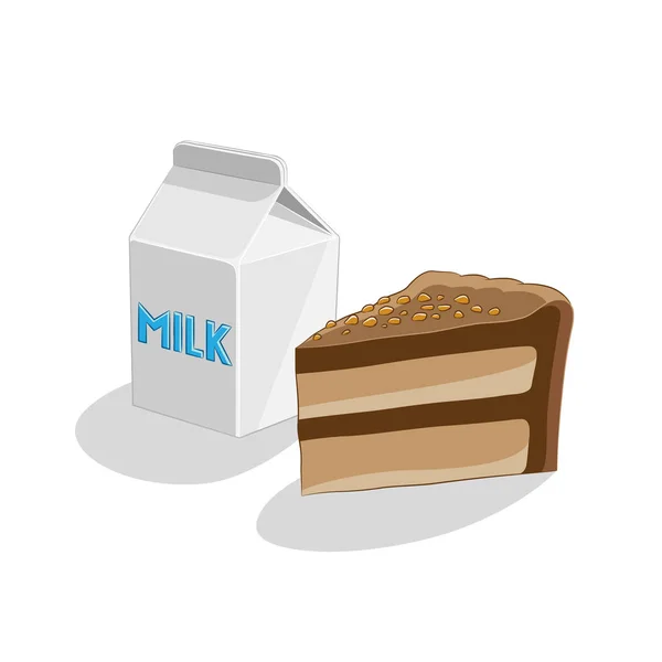 Chocolade taart en melk ontbijt illustratie — Stockfoto