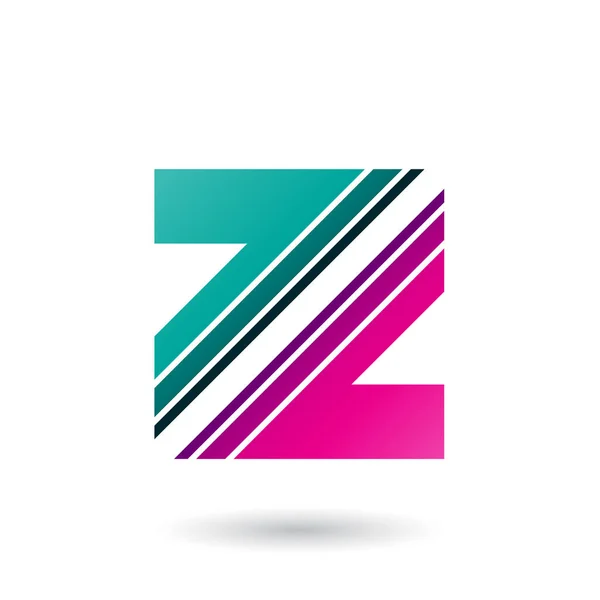 Lettera Z verde e magenta con illustrazione a strisce diagonali — Foto Stock