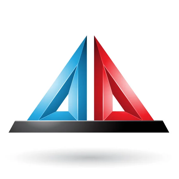 Blaue und rote 3D-Pyramidenabbildung mit Prägung — Stockfoto