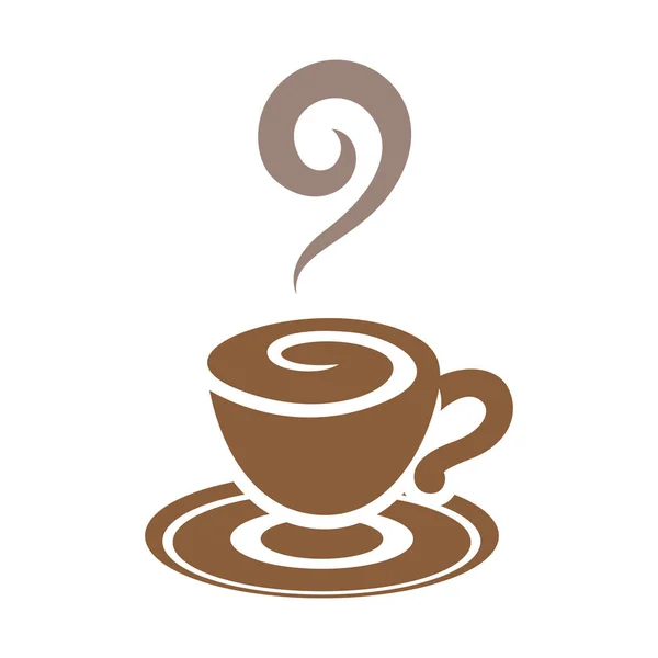 白い背景イラストレーションに隔離されたブラウンコーヒーカップアイコン — ストック写真