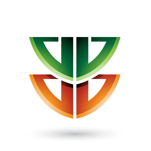Zielona i pomarańczowa Tarcza jak kształt litery B ilustracja — Zdjęcie stockowe