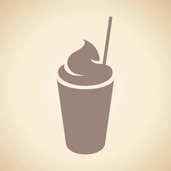 Milkshake brun avec une icône de paille isolé sur un fond beige — Photo