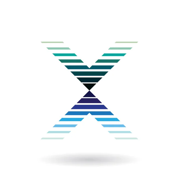 Zielona i niebieska ikona w paski dla litery X ilustracja — Zdjęcie stockowe