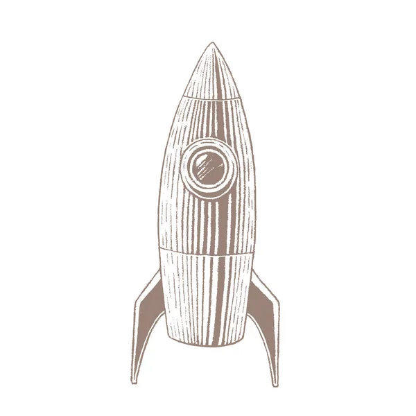 로켓 일러스트의 갈색 잉크 스케치 — 스톡 사진