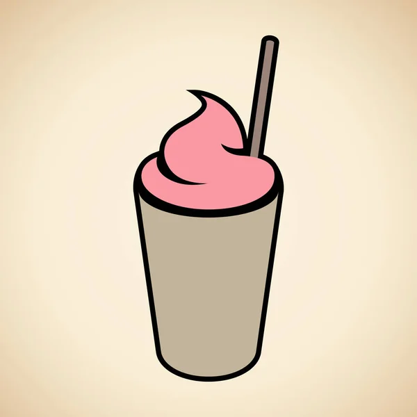 베이지 색 B에 고립 된 밀짚 아이콘이있는 갈색과 분홍색 밀크 쉐이크 — 스톡 사진