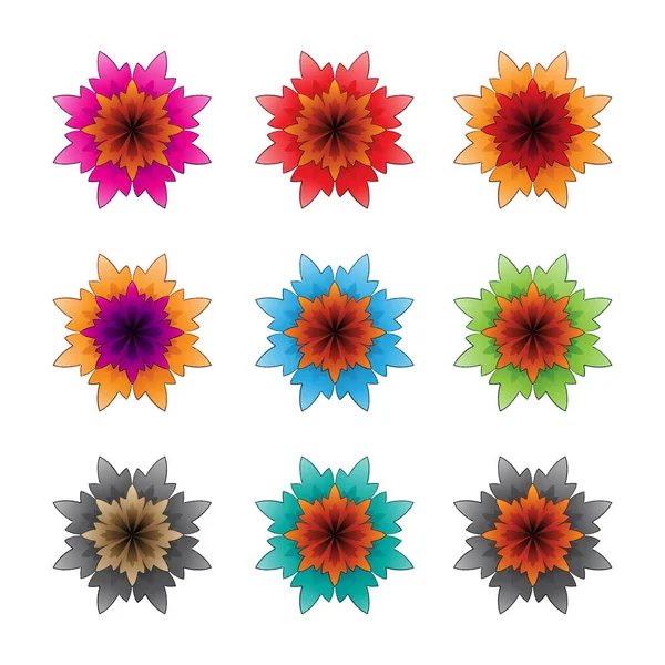 Flores coloridas com contornos escuros ilustração — Fotografia de Stock