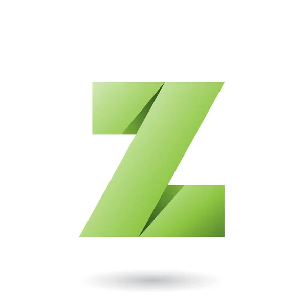 绿色折叠纸字母 Z 插图 — 图库照片