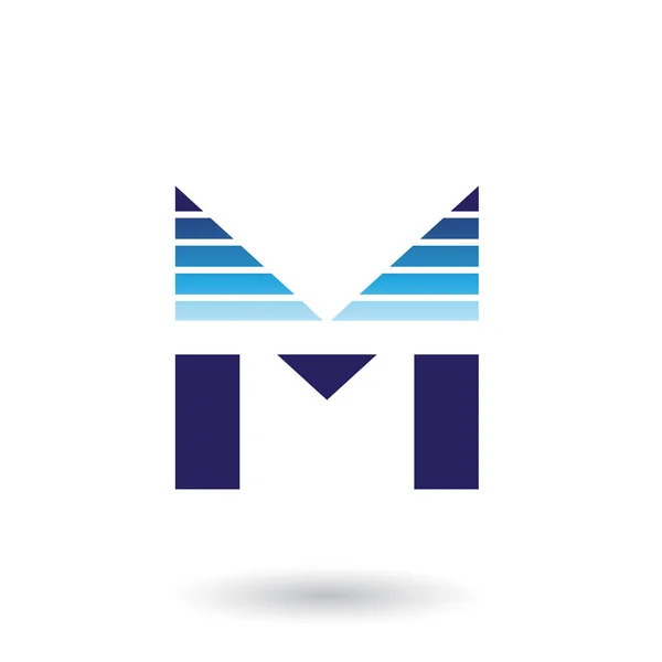 Blue Spiky Letter M with Horizontal Stripes Illustration — Stock Photo, Image