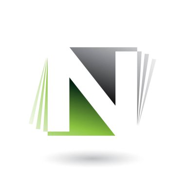 Dikey Çizgili Siyah ve Yeşil N Harfi İllüstrasyon