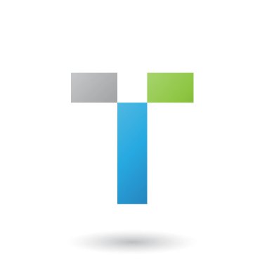 Dikdörtgen Şekilli Mavi T Harfi İllüstrasyon