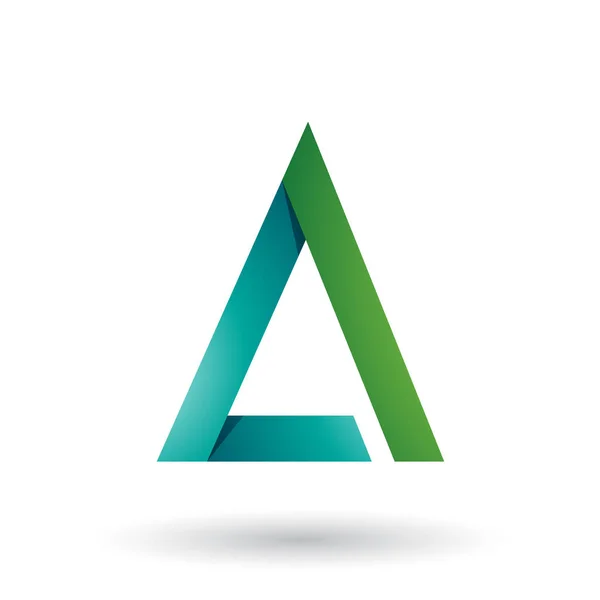Zelený složený trojúhelník – písmeno A – ilustrace — Stock fotografie