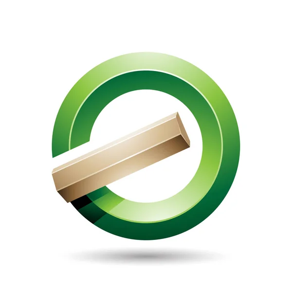 Grön och Beige runda glänsande omvänd bokstaven G eller en ikon — Stockfoto