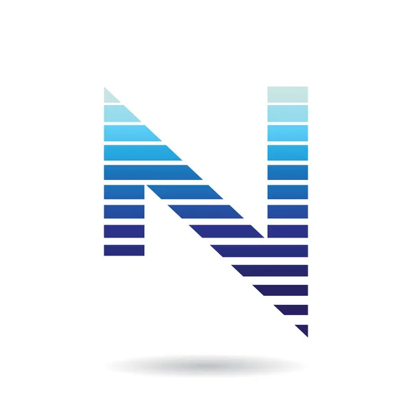 Blue Striped Icon for Letter N Illustration — Stock Photo, Image