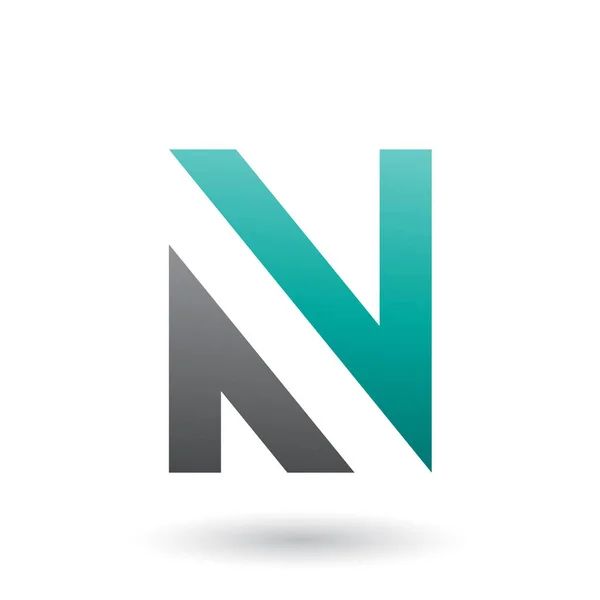 Зеленая и черная V-образная икона для иллюстрации буквы N — стоковое фото