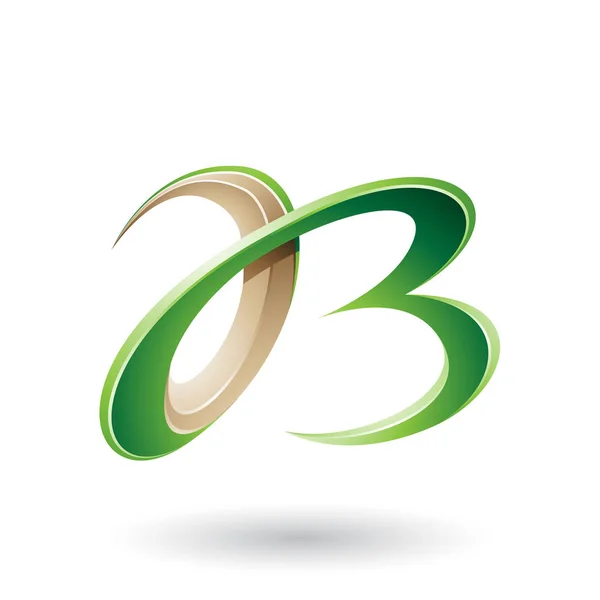Zelená a béžová 3D-kudrnatá písmena A a B — Stock fotografie