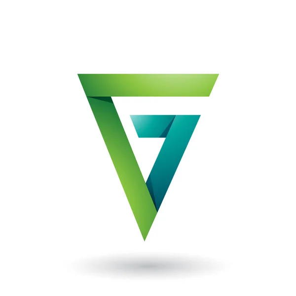 Grün gefaltetes Dreieck Buchstabe g Abbildung — Stockfoto