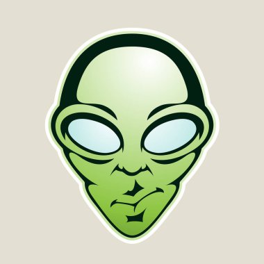 Yeşil Alien Head Karikatür Simge İllüstrasyon