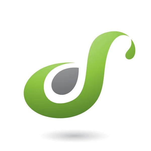 Groene bochtige leuke letter D of S illustratie — Stockfoto