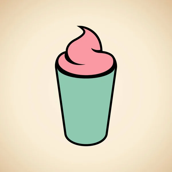Зелений і рожевий молочний коктейль значок ізольований на бежевому тлі хворий — стокове фото