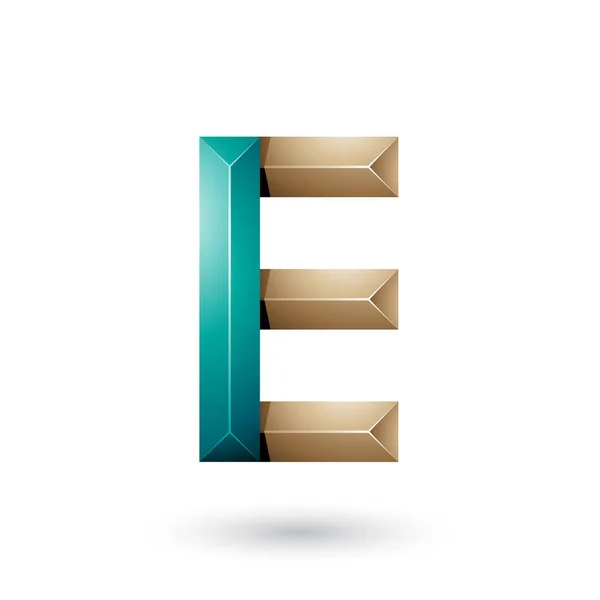 Groene en beige piramide zoals geometrische letter E illustratie — Stockfoto