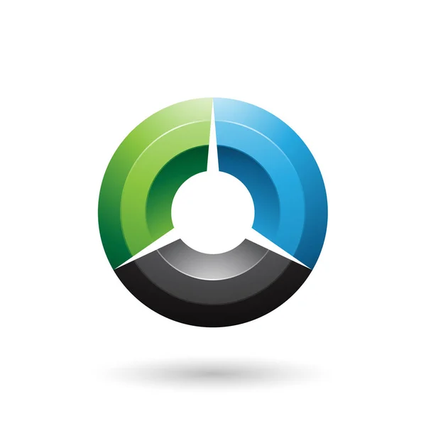 Groen en zwart glanzend schaduw cirkel illustratie — Stockfoto