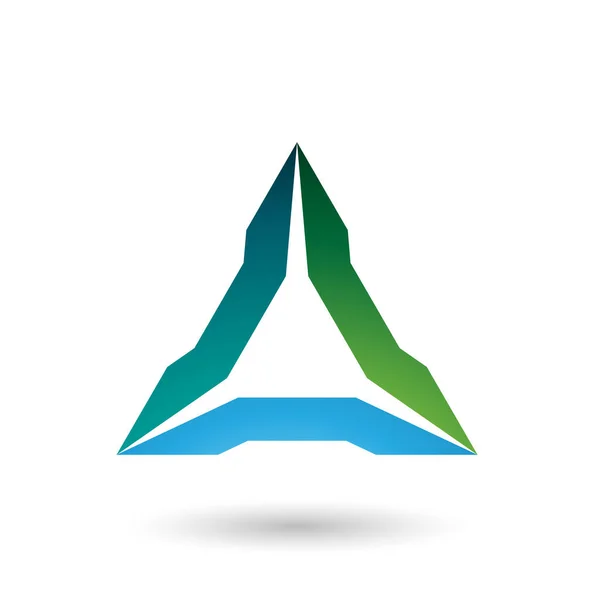 Groen en blauw spiked driehoek illustratie — Stockfoto