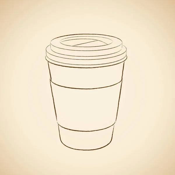 Charcoal Drawing of a Paper Coffee Cup Icon on a Beige Backgroun — Stock Photo, Image