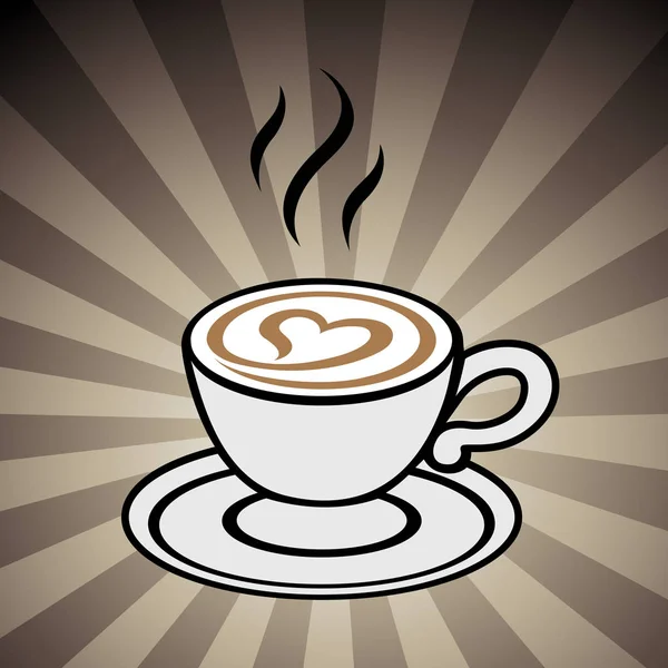 Cappuccino con un icono del corazón sobre un fondo rayado marrón — Foto de Stock