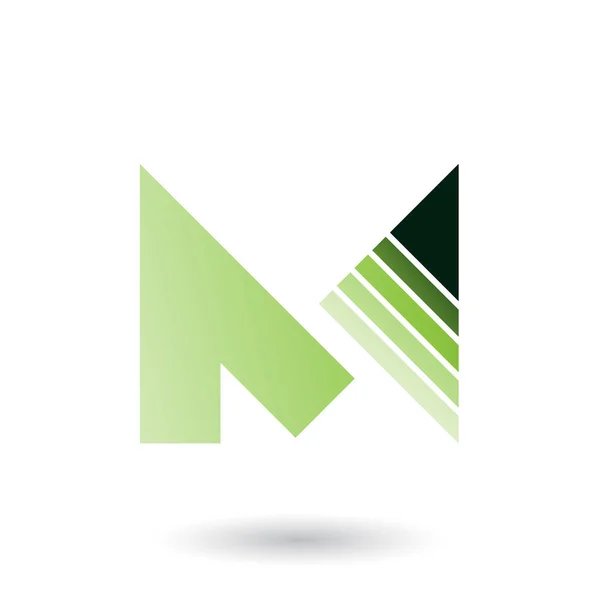 Zielona litera M z trójkątną ilustracją w paski na przekątnej — Zdjęcie stockowe