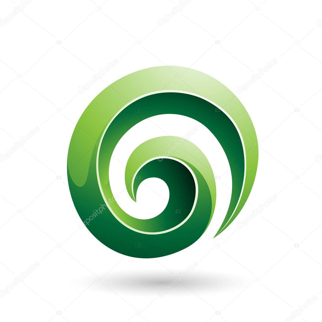 Illustration of Green 3d Glossy Swirl Shape isolated on a white background