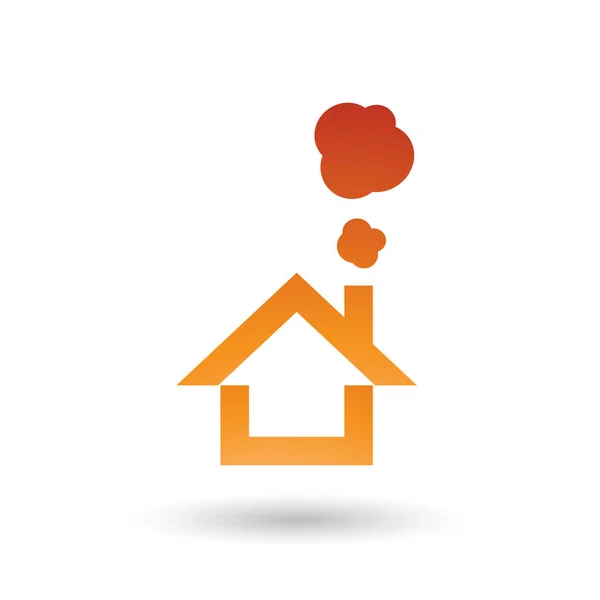 Illustrazione di Orange House e Smoke Icon — Foto Stock