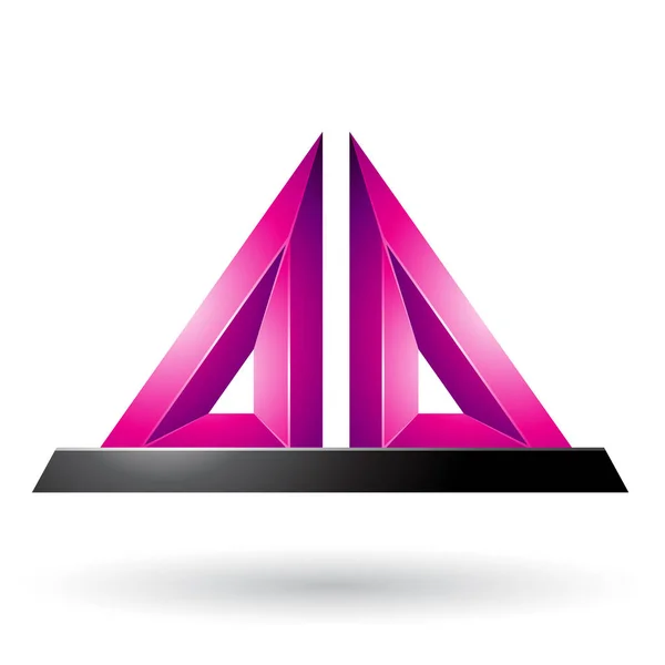 Magenta 3D Pyramidical tłoczone kształt ilustracja — Zdjęcie stockowe