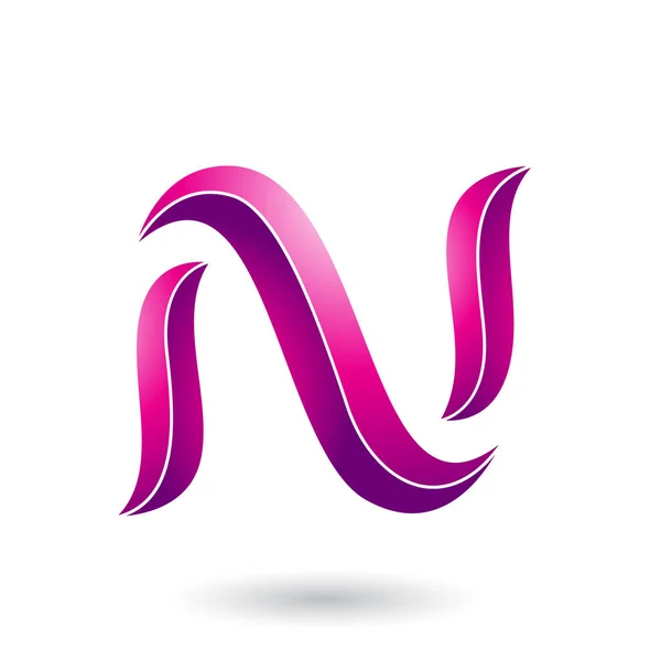 Magenta gestreepte Snake vormige letter N illustratie — Stockfoto