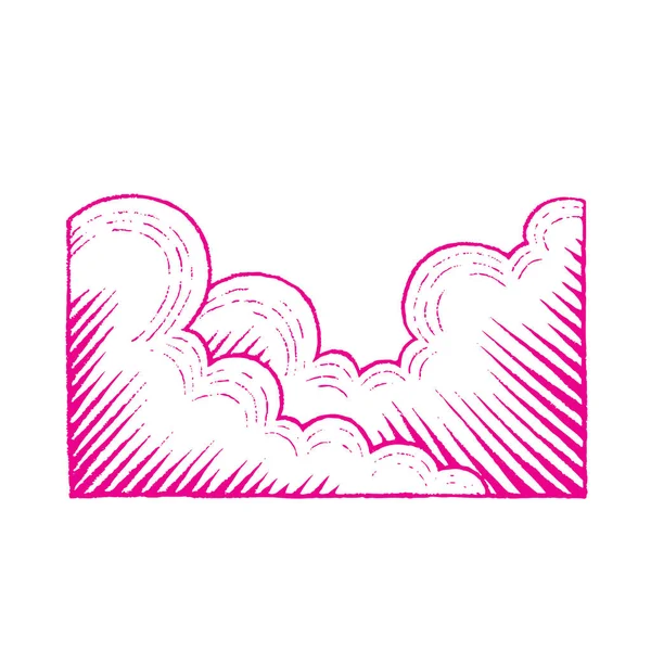 Magenta gekleurde inkt schets van wolken illustratie — Stockfoto