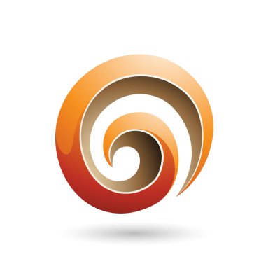 Turuncu ve Bej 3d Parlak Girdap Şekil İllüstrasyon