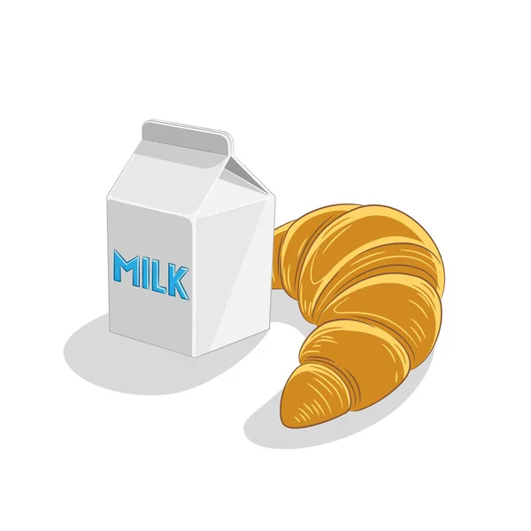 Melk en croissant ontbijt illustratie — Stockfoto