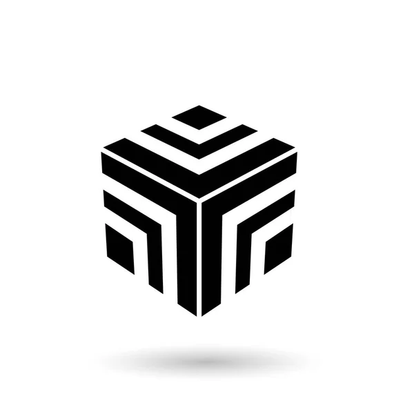 Illustrazione del cubo a strisce nere monocromatiche — Foto Stock