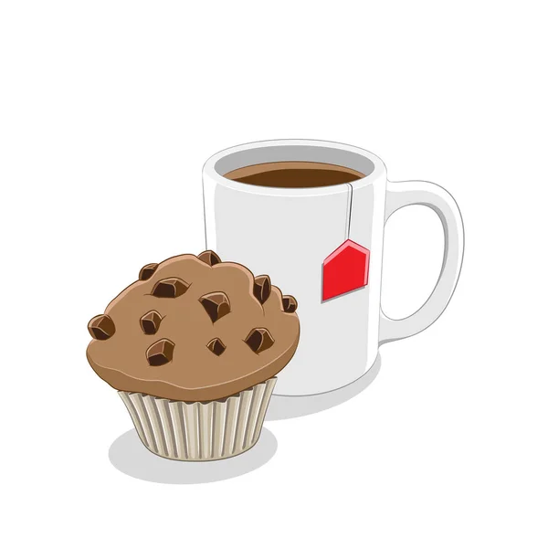 Muffin i Coffee kubek śniadanie ilustracja — Zdjęcie stockowe