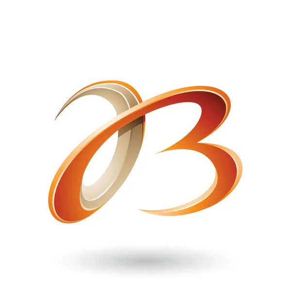 Oranžová a béžová 3D-kudrnatá písmena a a B — Stock fotografie