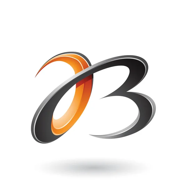 Orange and Black 3d Curly Letters A and B Illustration — Stock Photo, Image